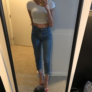 Brandy Melville White short sleeve crop top!